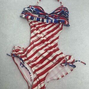 OP Bikini USA American Swimsuit Women’s Stars and Stripes Size M One piece